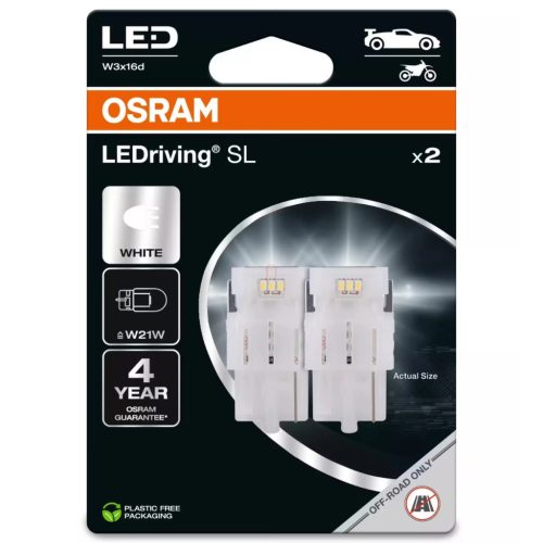 Osram LEDriving SL W21W hideg fehér LED izzó W3x16d foglalattal