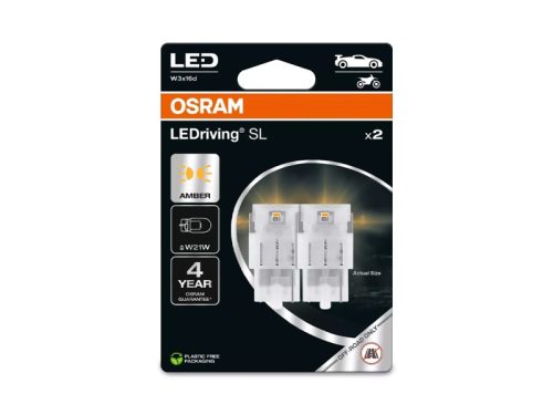 Osram LEDriving SL W21W borostyánsárga LED izzó W3x16d foglalattal