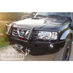   F4x4 Első csörlőtartós acél lökhárító + leszerelhető gallytörő rács Nissan Patrol Y61