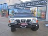 F4x4 Első csörlőtartós acél lökhárító lámpa kivágással + leszerelhető gallytörő rács Nissan Patrol Y60