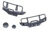 F4x4 Első csörlőtartós acél lökhárító lámpa kivágással + leszerelhető gallytörő rács Nissan Patrol Y60