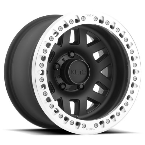 Aluminum Rims 17x9 ET-38 6x139.7 KM229 Machete Crawl Beadlock Satin Black W/ Machined Ring KMC