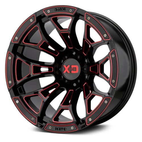Aluminum rims 20x10 ET-18 6x139,7 XD841 Boneyard Gloss Black Milled With Red Tint XD Series